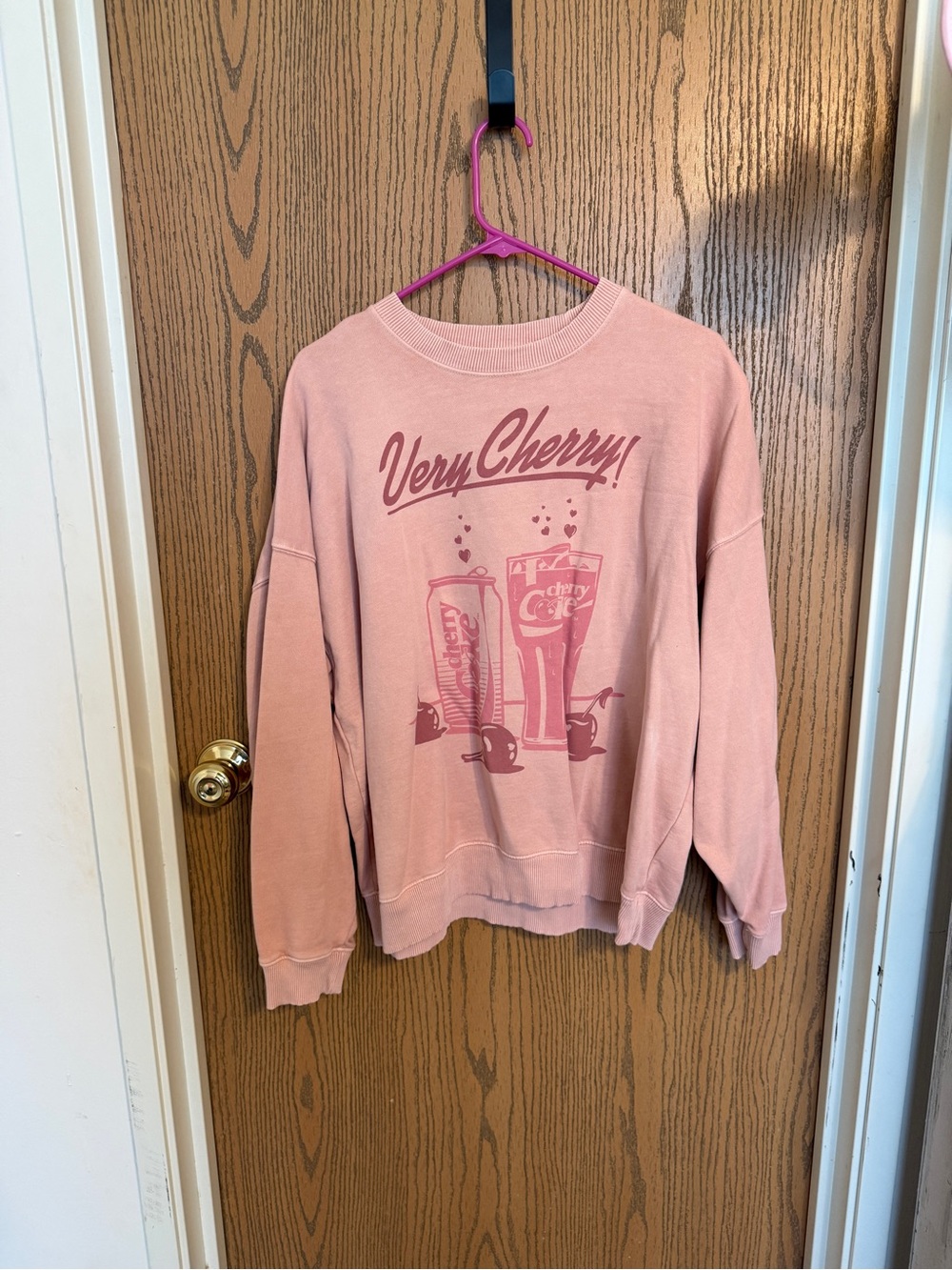 American Eagle Outfitters Pink "Very Cherry" Graphic Crewneck Sweatshirt